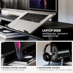 Fenge 42.5-Inch Monitor Stand Riser with Laptop, Phone & Headphone Holders - Image 3