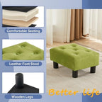 Small Foot Stool Ottoman, Velvet Footstool Ottoman Foot Rest for Couch, Rectangle Footstools and Ottomans Small for Living Room, Entryway and Bedroom (Olive Green) - Image 6