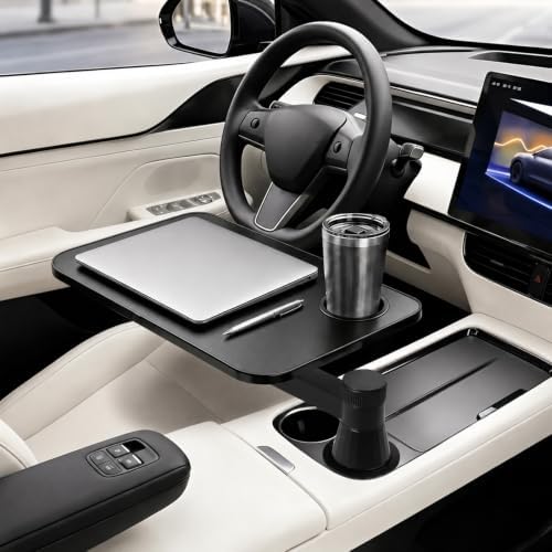 360° Rotating Car Desk Tray for Laptop & Food, Fits Tesla Model Y/3/S by MOOMARTO