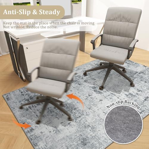 chakme Office Chair Mat for Hardwood Floor, 60"x45" Easy Glide Computer Desk Mat Protector for Rolling Chair Under Desk Rug Nonslip Backing, Machine Wash, (Boho) - Image 5