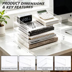 Clear Acrylic Desk Organizer – Stackable Paper Tray Office Storage - Image 2