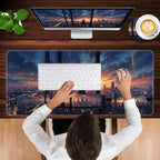 Keyboard Wrist Rest and Mouse Pad with Wrist Support Set Ergonomic Coaster,Memory Foam,Easy Typing Pain Relief,Large XL Desk Mat 31.5"x 11.8",Cat Sitting on Window - Image 4
