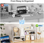 YGYQZ Adjustable Desktop Shelf Organizer, 3-Tier Desk Shelf, White Pattern - Image 4