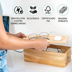 NATURE SUPPLIES Set of 2 Wooden Cable Management Boxes, Large and Medium Cord Organizer to Hide Wires and Power Strips for TV, Desk, Computer, Cable Storage and Organization, Dark Brown - Image 2