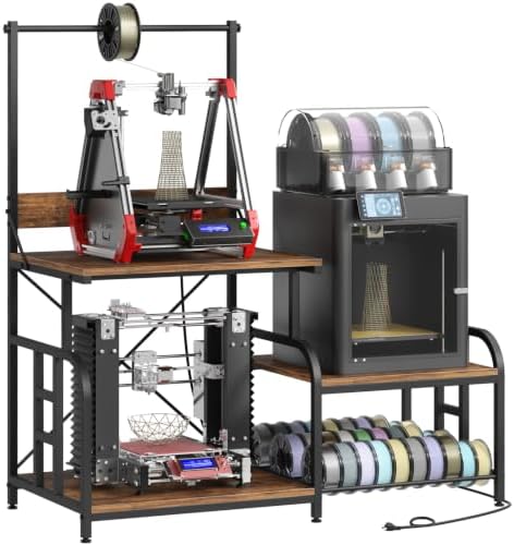 3D Printer Stand with Filament Storage Rack, Power Outlet, Spool Holder by MILEFA
