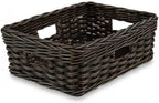 The Basket Lady Rectangular Low Wicker Storage Basket, M, Walnut Brown by TheBasketLady