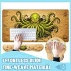 Octopus Monster Desk Mat Set Cthulhu Dark Sea Pirate Fantasy Mouse Pad with Wrist Rest 4in1 Desk Mat for Desktop Ergonomic Keyboard Wrist Support Anti-Slip Computer Mouse Pad Home Office Gaming - Image 4
