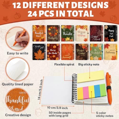 Fall Notebooks with Pens Bulk, 24 Sets, 5.5 x 4.7 In, Maple Leaves - Image 4
