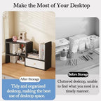 Wood Desktop Bookshelf, Freestyle Adjustable Wood Display Desk Shelf - Image 4