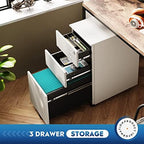 DEVAISE Slim File Cabinet with Lock, 3 Drawer Mobile Filing Cabinet for Legal/Letter/A4 Size, Fully Assembled Except Wheels, White - Image 4