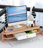Triangle Monitor Riser,Cut Triangular Computer Monitor Desktop Corner Stand,Desktop Corner Shelf With Drawers Wooden Computer Stand With Storage Laptop Risers Office Organization. - Image 2