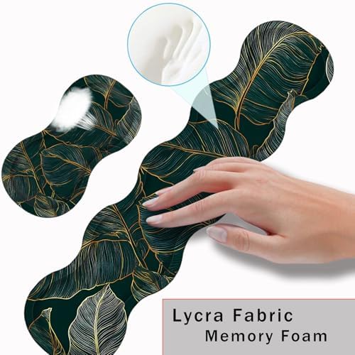 Keyboard Wrist Rest and Mouse Pad with Wrist Support Set Ergonomic Coaster,Memory Foam,Easy Typing Pain Relief,Large XL Desk Mat 31.5"x 11.8",Tropical Leaves - Image 5