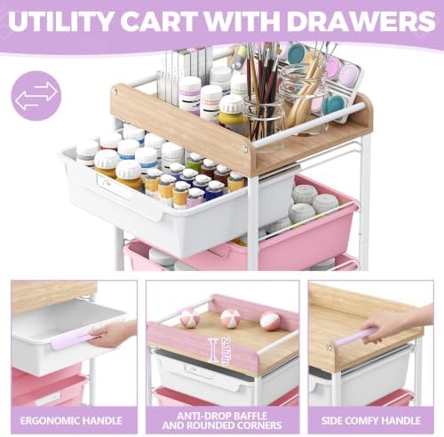 SYKIARIOL Rolling Cart with 6 Drawers,Craft Organizer and Storage,Purple - Image 2