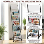 Floor Standing Magazine Holder with 5 Pockets, Journals, Brochure & Literature Display Holder for Trade Shows, Exhibitions, Office, and Shopping Malls, Black - Image 3
