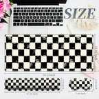 3Pcs Mouse Pad Set, Black White Checkerboard Large Gaming Mouse Pad with Stitched Edge, Ergonomic Memory Foam Keyboard Wrist Support and Mouse Wrist Rest Cushion, Pain Relief Non-Slip Desk Pad Combo - Image 2