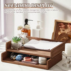 Yeaqee 4 Pcs Stackable Organizer Tray Wood Desk Organizer, Dark Wood Color - Image 5