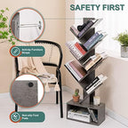 Yoobure Tree Bookshelf - 6 Shelf Retro Floor Standing Bookcase, Tall Wood Book Storage Rack for CDs/Movies/Books, Utility Book Organizer Shelves for Bedroom, Living Room, Home Office, Grey - Image 5