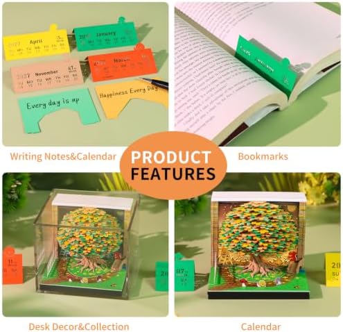 3D Calendar 2027,3D Memo Pad Time Piece Calendar 2027 Creative Desk Calendar Art Paper Sculpture Osmanthus Tree, 2027 Tear Off Calendar DIY Decorative Gift - Image 5