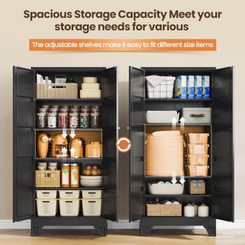 Yizosh Metal Storage Cabinet with 2 Doors and 4 Adjustable Shelves - Image 5