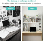 NUTIKAS White Desk Hutch Dorm with Shelves and File Organizer - 37" Wood Desktop Hutch for College Room, Desktop Bookshelf for Computer Desk, Space Saving Bookshelf - Image 5