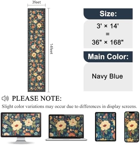 DUKINO 3x14 Washable Runner Rug, Non Slip Kitchen Runner Rug, Navy Blue - Image 2