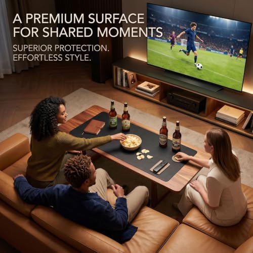 Large Desk Pad Non-Slip Desk Mat Protector for Keyboard Mouse Waterproof Vegan Leather Surface Faux Leather Laptop Mat Smooth Mouse Pad Premium Gift Tube Obsidian Black 55" x 23" - Image 4