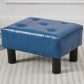 Small Foot Stool Ottoman, Faux Leather Footstool Ottoman Foot Rest for Couch, Rectangle Footstools and Ottomans Small for Living Room, Entryway and Bedroom (Blue) by FIMIVIBI