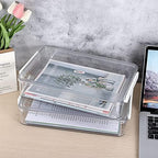 BTSKY 2 Pack Plastic Storage Containers with Lids, Portable Project Case Document Organizer Stackable Plastic File Storage Box for A4 File Paper Documents Scrapbook Art Supplies&Crafts(Big, White) - Image 2
