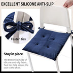 Office Stacking Chair Cushions 4 Pack, Corduroy High Density Foam Kitchen Seat Cushions with Ties, Square 17" x 17" Indoor Non-Slip Dining Chair Pads, Navy Blue，4pcs - Image 5