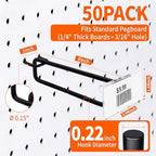 8" Pegboard Hooks with Label, 50Pcs Heavy Duty for 1/4" Board, Garage Storage - Image 2