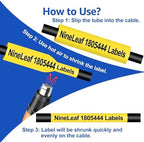 NineLeaf 5 Pack Compatible Labels Tape Replacement for Dymo 1805444 1 inch Black on Yellow Heat Shrink Tube Labels 24mm x 1.5m for Wires and Cables Use in Rhino 6000 6500 Label Maker - Image 5