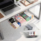 TooCust 2-Pack Under Desk Drawer for Desk with Frame & Beam, Fits Where Standard Drawers Can't, 52mm Heightened Slide Out Organizer, Dual Adhesive or Screw Mount, Clear PET Under Table Storage by TooCust