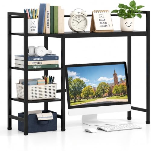 POWERSTONE Desktop Bookshelf for Monitors up to 27", Black - Image 3
