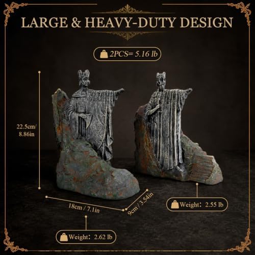 Large 9 Inch Resin Bookends - Heavy Duty Decorative Book Ends for Shelves, Book Holder Supports for Office, Library, Living Room Decor Gift - Image 2