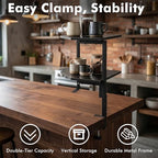 2-Tier Corner Clamp On Desk Shelf for Home Office Gaming Room - Image 5