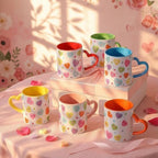 Pickmesh Valentine's Day Coffee Mug Set of 6, 10oz Ceramic Cups with Heart-shaped Handles, Colorful Candy Heart Design, Cute Romantic Gift for Couples, Friends, Party, Kitchen & Home Decor - Image 3