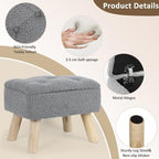 OGEMXU Storage Ottoman, Small Storage Ottoman Foot Stool with Wood Legs, Teddy Velvet Rectangular Foot Rest for Chair, Soft Sponge White Footstool for Living Room, Couch, Bedroom, Dorm (Grizzly) - Image 6