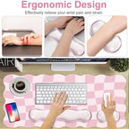 L-SPOUTTO Pink Checkered Mouse Pad Set,Scalloped Pastel XXL Desk Mat Set - Image 6