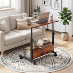 OLIXIS Rolling Desk, Storage Shelves, Laptop Table, Home Office - Image 2