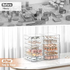 DOMNIU Acrylic Makeup Drawer Storage Organizer with 24 Drawers, 4 Set - Image 4