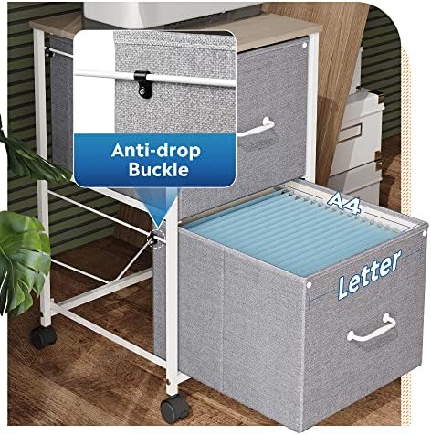 DEVAISE 2 Drawer Mobile File Cabinet, Fabric Vertical Filing Cabinet - Image 5
