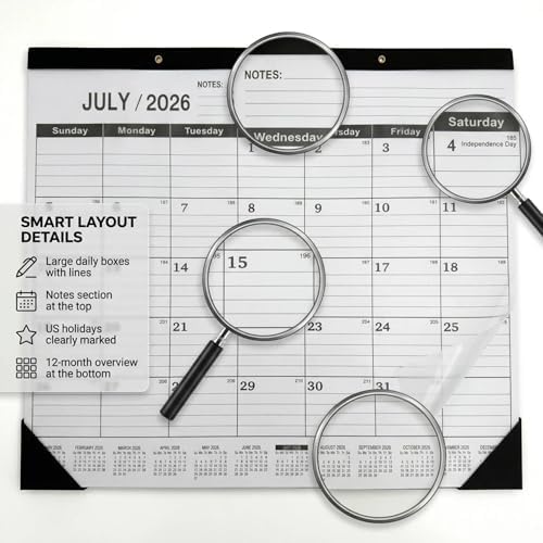 Desk Calendar 2026-2027 - Large 18-Month Monthly Desk Pad, July 2026 to December 2027, 22" x 17" Calendar with Thick Paper, Golden Hanging Holes & To-Do List for Home and Office - Image 3