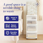 HOMZ Drawer Tower, 4-Tier Storage Cart with Removable Wheels, White Frame - Image 6