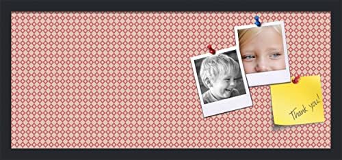 PinPix 28x12 inch Cork Bulletin Board. This Decorative Framed Pin Board Comes with Diamond Pattern in Pink and Beige Design and Satin Black. Ideal for Home, Office Decor or School (PinPix-290) by PinPixBulletinBoards