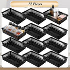 Wenqik Set of 12 Small Plastic Baskets for Organizing, Black - Image 2