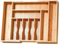 Umilife Extra Large Expandable Kitchen Siverware Utensils Drawer Organizer, 19" Deep for Big Drawer, Adjustable Bamboo Wood Drawer Divider with Curved Grooves, Cutlery Tray Flatware Holder by Umilife