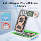 WAITIEE Foldable Wireless Charger for iPhone 17 16 15 14 13 12 11 X 8, 3 in 1 Charging Station for Apple Watch & for AirPods(White) - Image 2