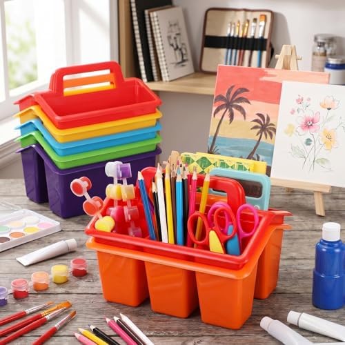 GlikCeil 24 Pcs Classroom Caddy Storage Basket with Handle,Multicolor - Image 6