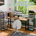 Ekisemio 15 Tier Rolling File Cart, Sturdy and Durable Desk File Organizer with Metal Mesh Letter Tray, Heavy-Duty Rolling Clutter Cart for Office, Home, School, Black - Image 7