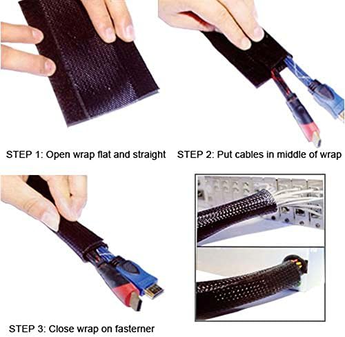 Electriduct 3" Side Entry Cable Wrap Braided Sleeving with Hook & Loop Fastener - 25 Feet (White) - Image 3